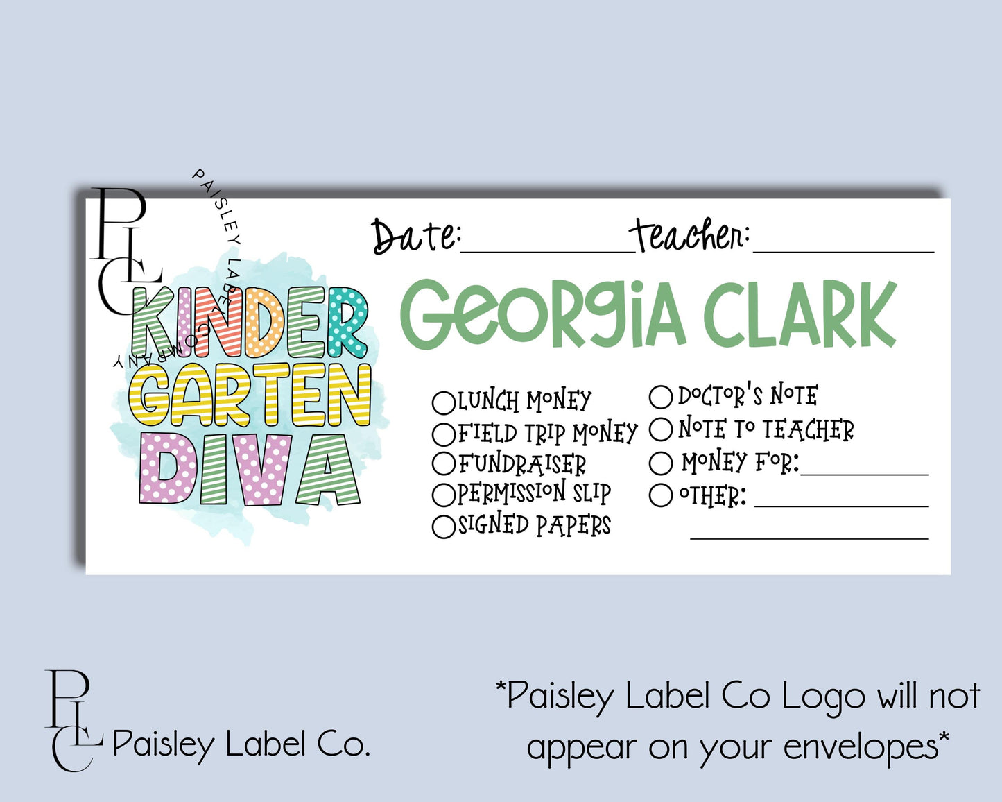 Kindergarten Diva Bubble Words Colorful Polka Dot Back To School Money Envelopes School  Student Kids Envelopes Lunch Money Organization