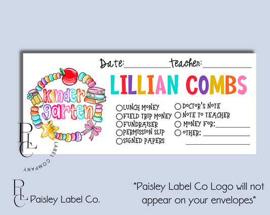 Bright Colorful Candy Bracelet Bow Apple Books Pencil Back To School Money Envelopes School  Student Kids Envelopes Lunch Money Organization