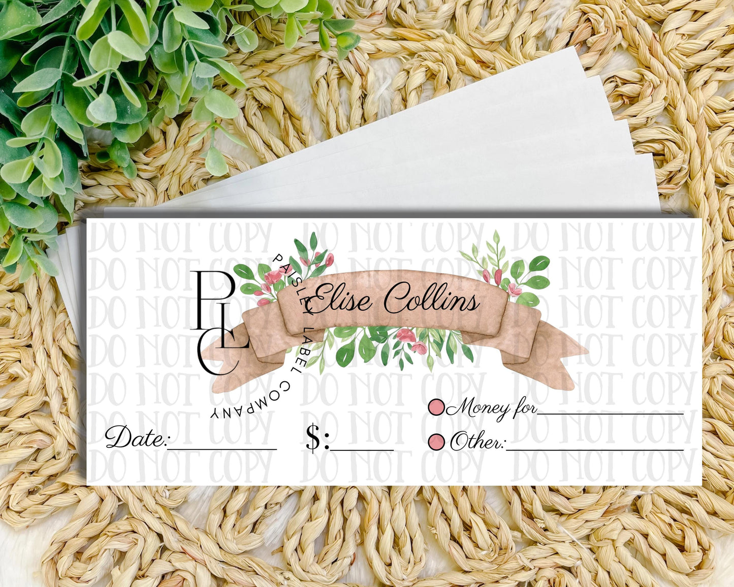 BOHO Minimalist Banner Pink Floral Flowers Simple Back To School Money Envelopes School Student Kids Envelopes Lunch Money Correspondence