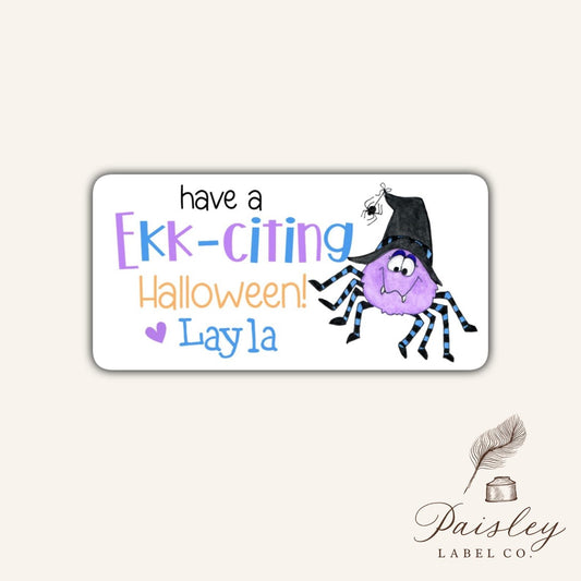 Happy Halloween EEK-Citing Halloween Goofy Spider Witches hat Kids Teacher Gift Tag Treat Bag Party Favor Stickers Labels Sheet of 10