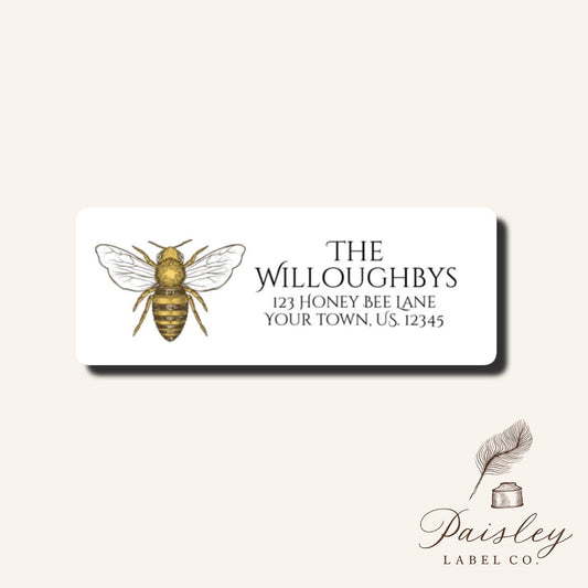 Bee Honey Bee Bumble Bee Bumblebee Queen Bee Personalized Return Address Labels Mailing Stickers Sheet of 30