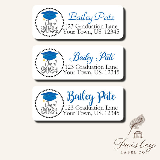 Class of 2025 Graduation High School Collage Cap Graduation Announcement Personalized Classic Simple Return Address Labels Sheet of 30
