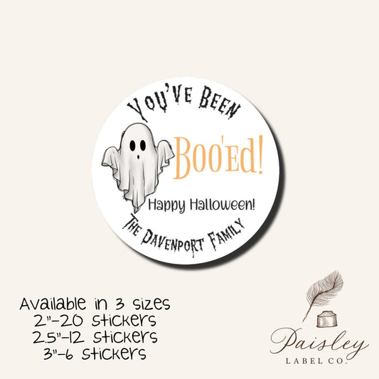 You've Been Boo'ed Halloween Stickers Booed Sticker Happy Halloween Ghost Labels Candy Party Favors Trick or Treat Bags Gift Bags Tags