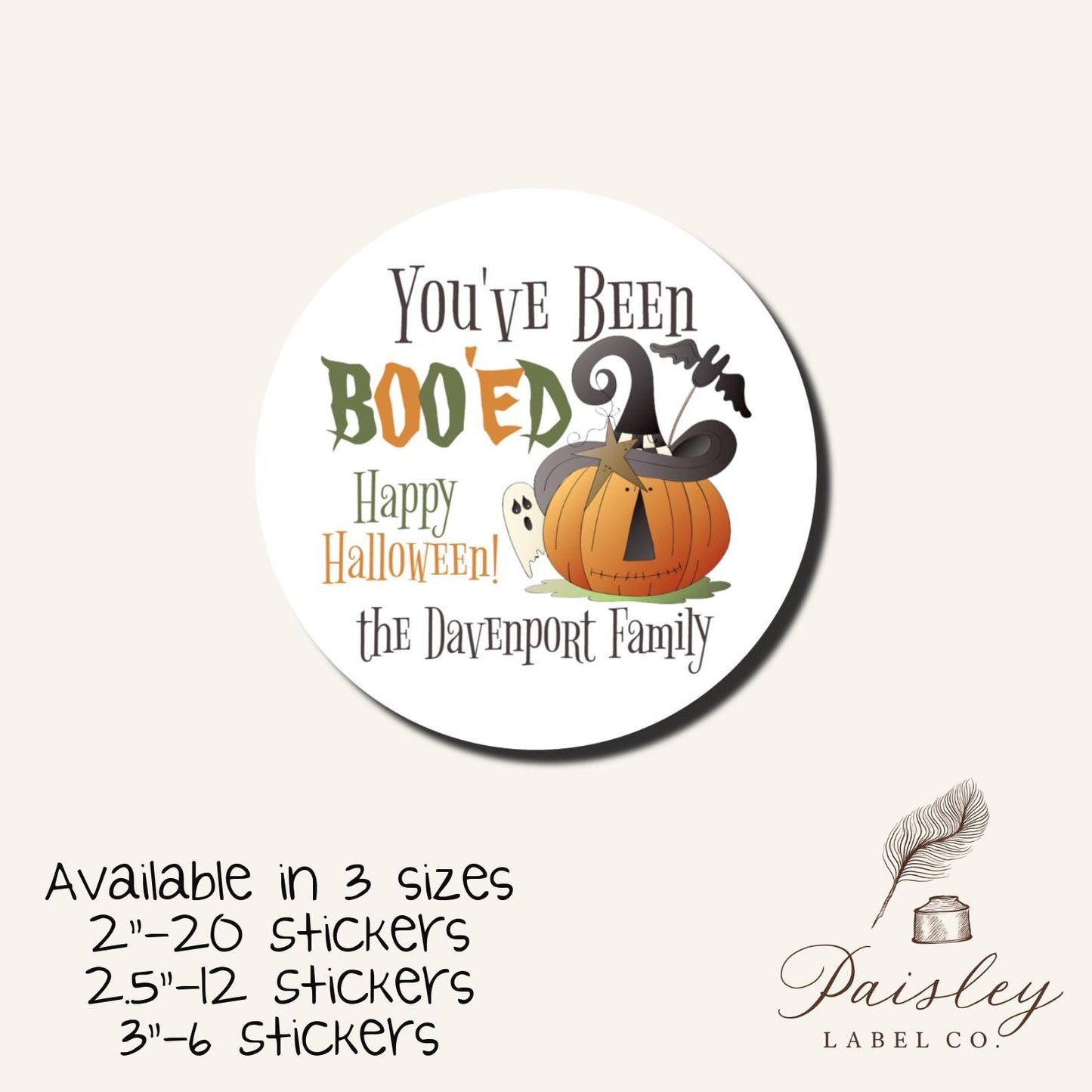 Prim Primitive You've Been Boo'ed Halloween Stickers Bat Pumpkin Ghost Booed Sticker Label Happy Halloween Gift Tag Round Candy Sticker