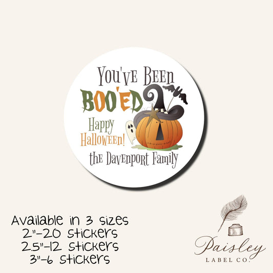 Prim Primitive You've Been Boo'ed Halloween Stickers Bat Pumpkin Ghost Booed Sticker Label Happy Halloween Gift Tag Round Candy Sticker