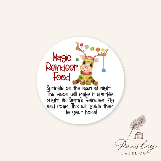 Magic Reindeer Deer Food Stickers Christmas Tags favors Christmas Eve Sheet of 12