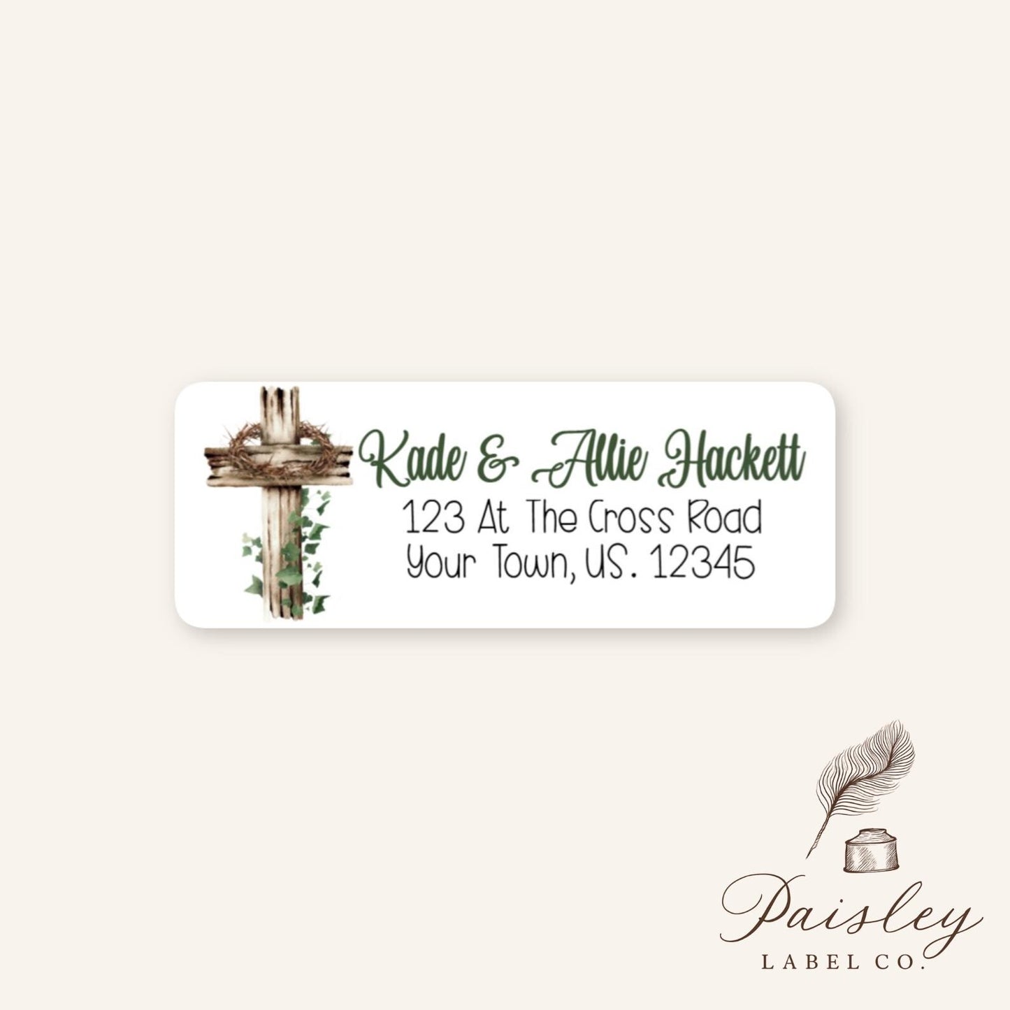 At The Cross Crown of Thorns Easter Religious Christian Return Address Labels Stickers Sheet of 30