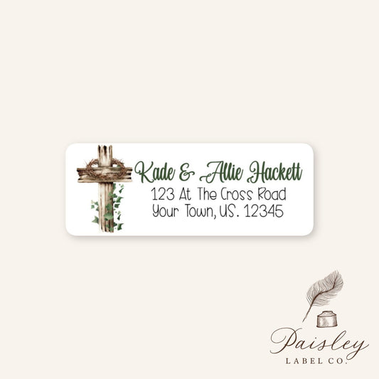 At The Cross Crown of Thorns Easter Religious Christian Return Address Labels Stickers Sheet of 30