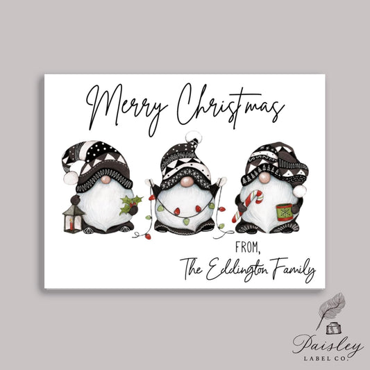 Gnome Christmas Cards Black and White Holiday Gnomes Christmas Gnome Stationery Christmas Card Set With Envelopes Blank Christmas Note Cards