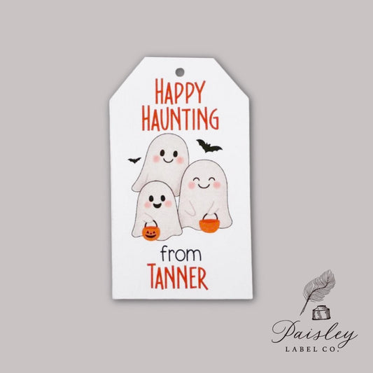 Halloween Ghost Trio Gift Tags Happy Haunting Trick or Treat Tags Spooky Personalized Halloween Class Party Favor Tags  Kids Teacher Gifts