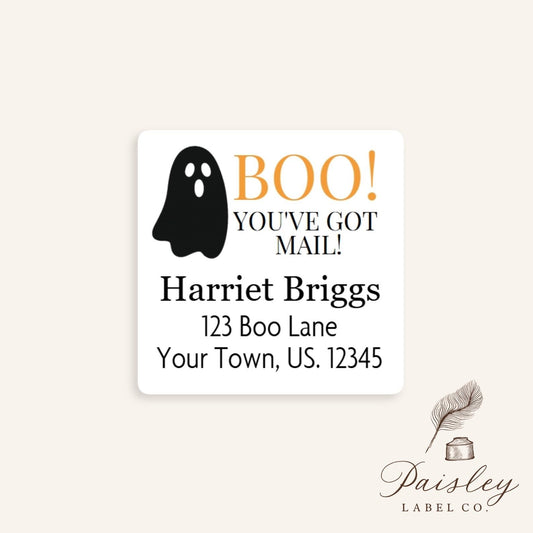 BOO! You’ve Got Mail Ghost Halloween Address Labels • Cute Ghost Return Address Stickers • Personalized Halloween Mailing Address Labels